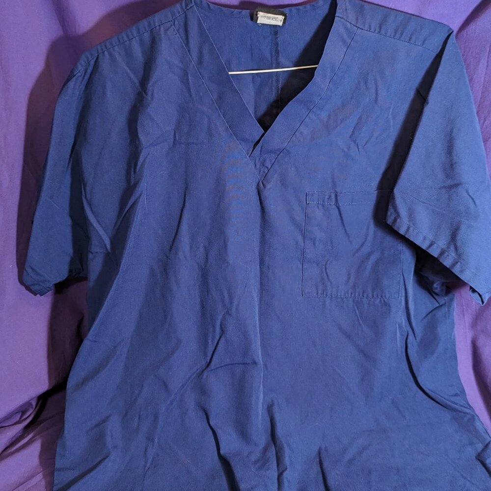 Blue Medium one pocket scrub top